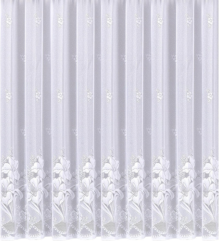 Gardine Vorhang Jacquard Store mit Bleiband für schönen Fall weiss schönes Blumenmuster allover mit
