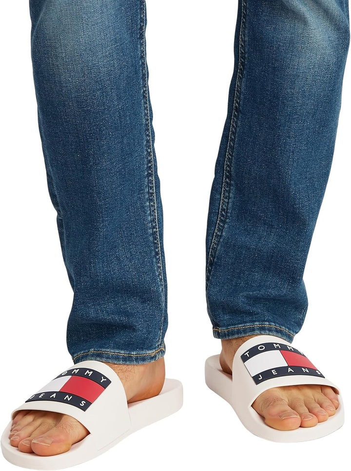 Tommy Jeans Herren Badeschuhe Pool Slide Badelatschen 40 EU Weiss, 40 EU Weiss