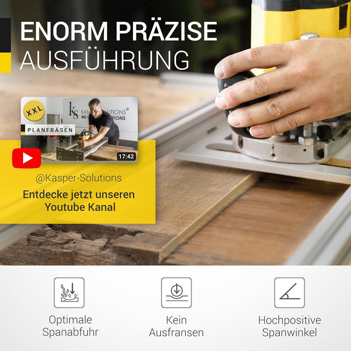 Kasper Solutions® Planfräser 8 mm Schaft - Profi Hobelfräser für Oberfräse & CNC-Fräse - Robuster Ho