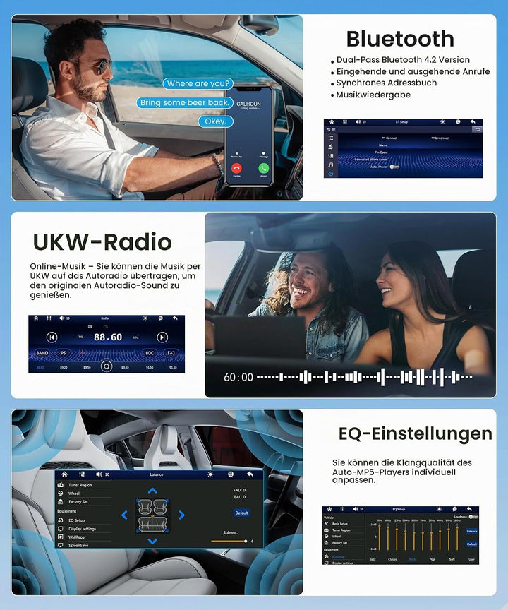 Rimoody Wireless Carplay Autoradio 1 Din, 5,1 Zoll HD Touchscreen Autoradio Single Din mit Knopf Blu
