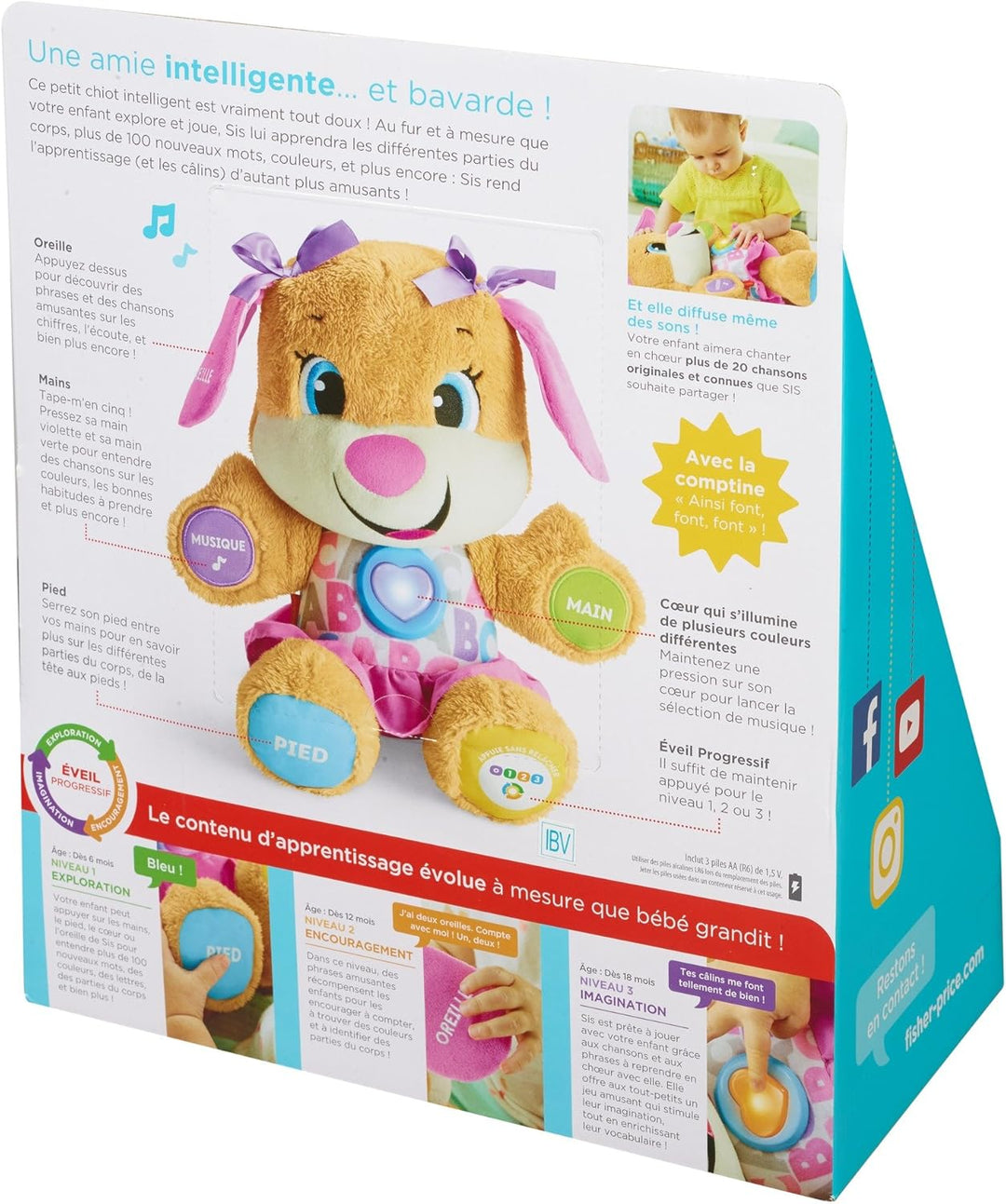 Fisher-Price Lernspass Hundefreundin| Sprechendes, Singendes Kuscheltier| Baby Spielzeug 6 Monate+|