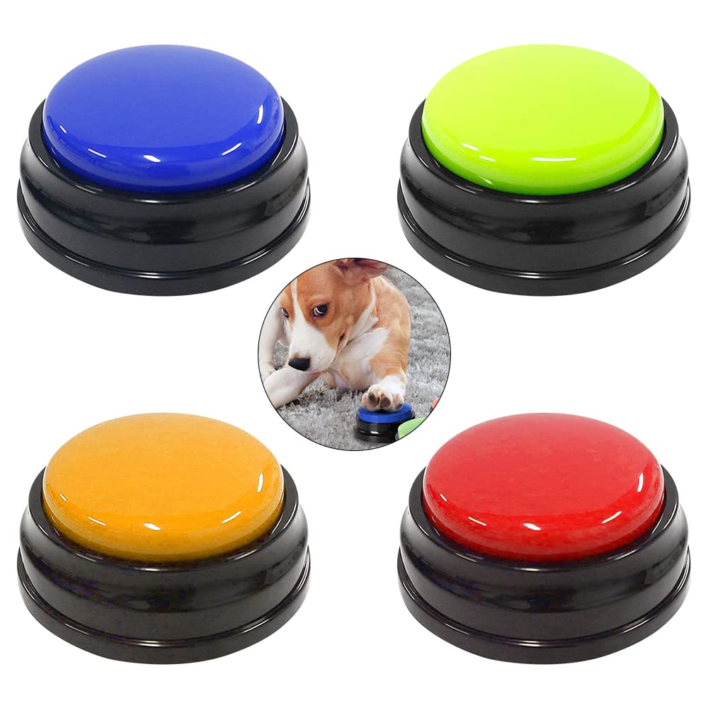 NAVESO Buzzer Mit Aufnahmefunktion Hunde, 4 Stück Answer Buzzers Hund, Buzzer mit Sound, Buzzers Auf