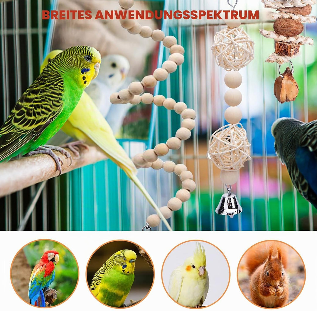 Papageienspielzeug - Vogelspielzeug,6 Stück Papagei Kauspielzeug,Vogelkäfig Schaukelspielzeug,Kauspi