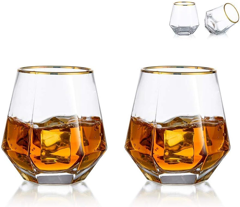 Diamond Whisky Glasses 2er-Set Gekipptes Scotchglas 300 Ml Whiskyglas Moderner Look Für Männer Fraue