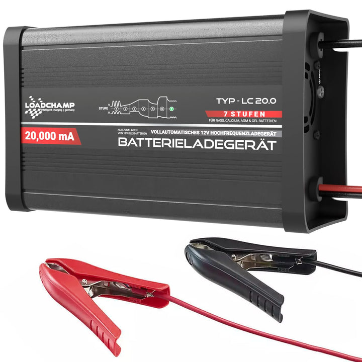 Loadchamp 20A automatisches Batterie Ladegerät AGM Gel Calcium Solar Akku LKW Batterie
