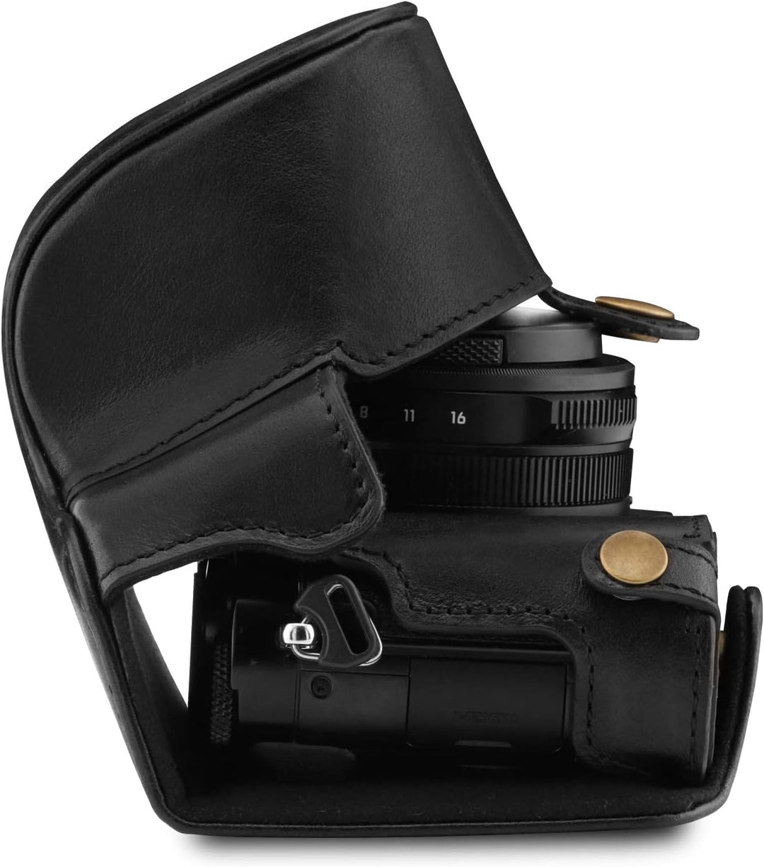 MegaGear MG1565 Panasonic Lumix DC-LX100 II Ever Ready Echtleder Kamera-Case mit Trageriemen - Schwa