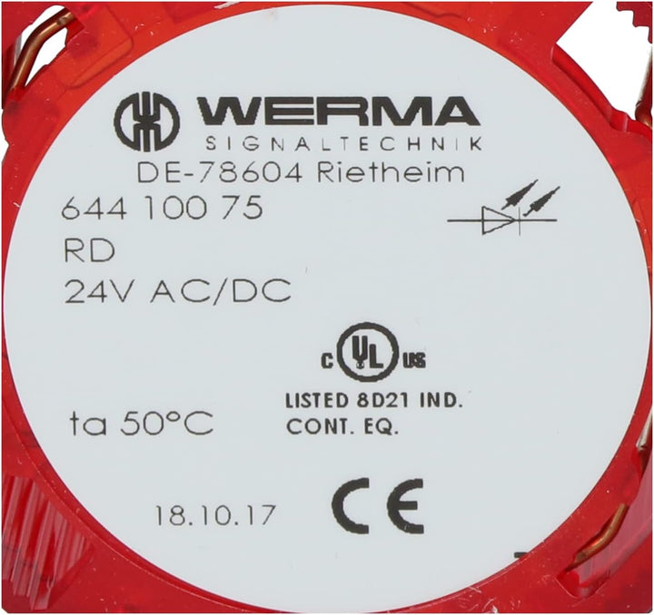 WERMA 644.100.75 RD LED-Dauerlichtelement 24VAC/DC, 24 V, Rot