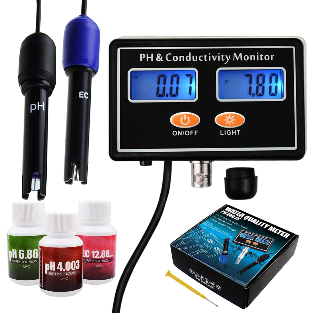 pH/EC Leitfähigkeit Meter mit ATC Wasser Qualität Prüfer 0.0-14.0pH / 0~19.99ms/cm Aquarium, Hydropo