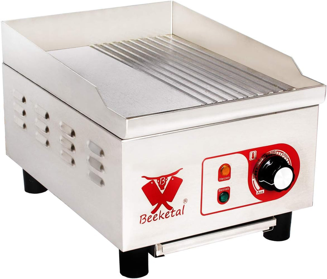Beeketal 'BHGP-5' Profi Gastro Gusseisen Grillplatte elektrisch mit ca. 270 x 320 mm Grillfläche (gl