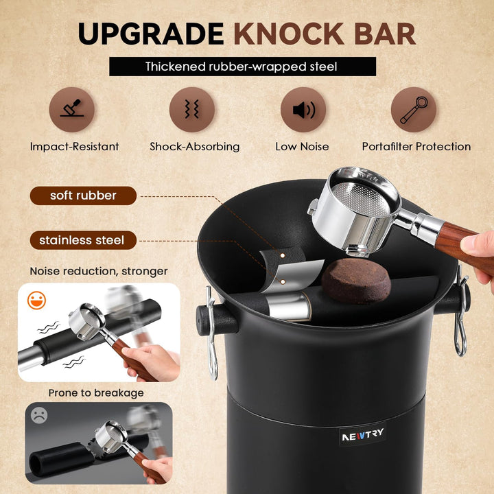 NEWTRY Knock Box Kommerzielle, Espresso Kaffeesatz-Klopfbox | 19 L grosses kaffeesatz abschlagbehält