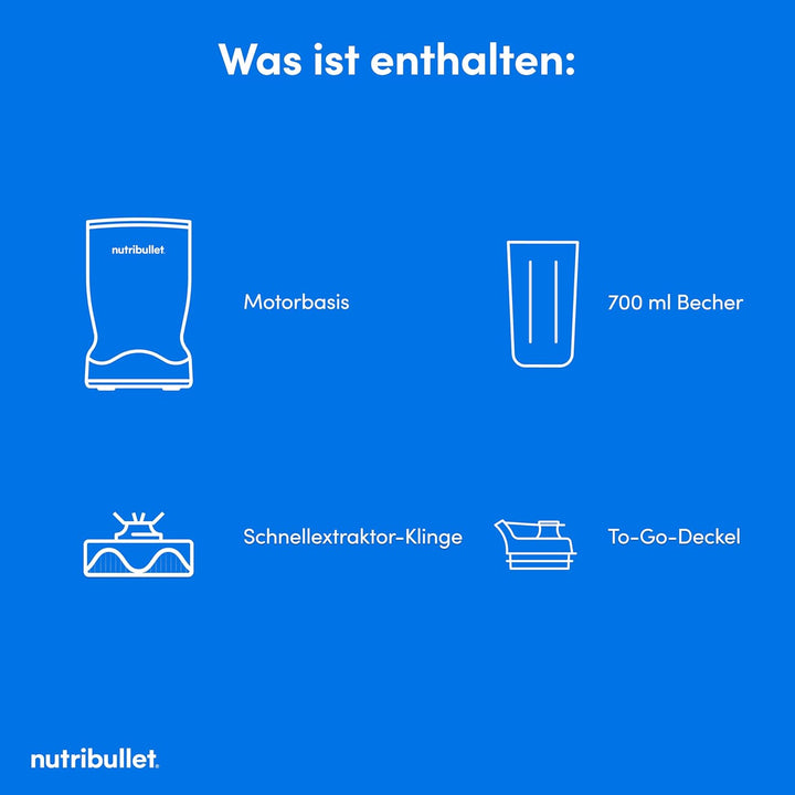 nutribullet Turbo 1000W – Mixer & Smoothie Maker mit 1000 Watt Motor, Mini Blender mit 45-Sekunden A