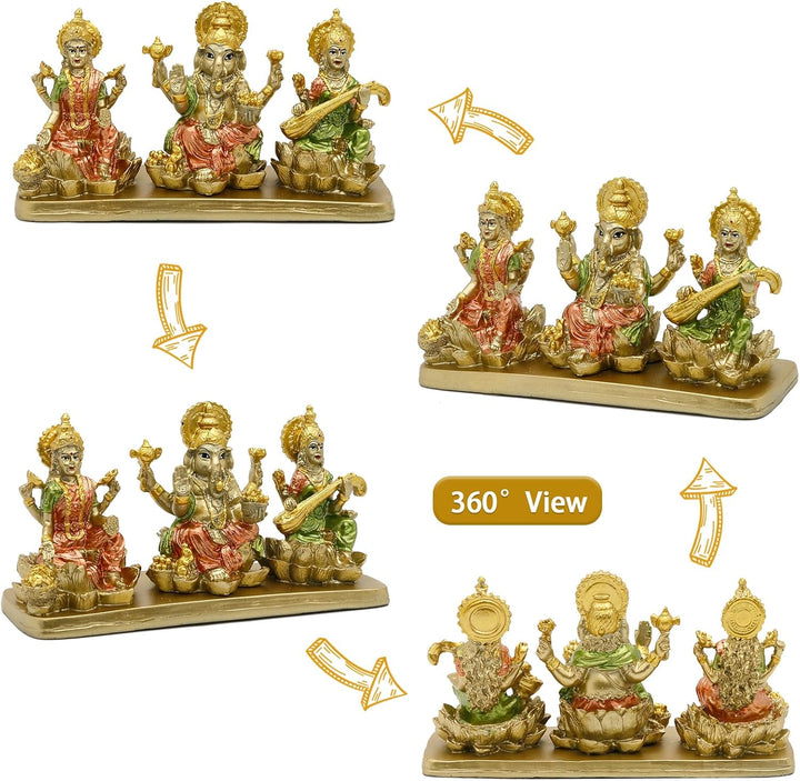 Hinduismus Lakshmi Ganesha Saraswati Statue – Hinduistische Laxmi Lord Ganesh Idol Figur Home Temple