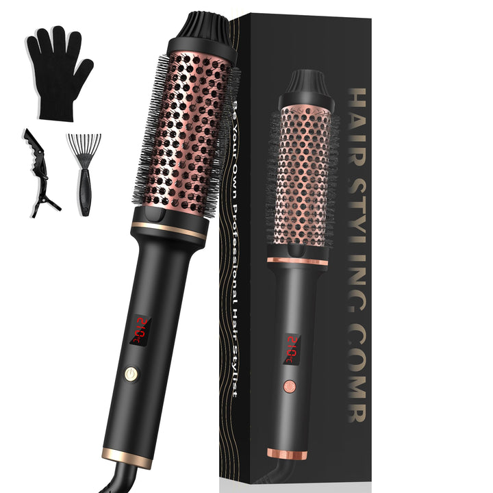 Pro Thermal Brush 38mm, Lockenbürste 3 in 1 Thermobürste, LCD Anzeige 120-200℃ Dual PTC, Erhöhen Sie