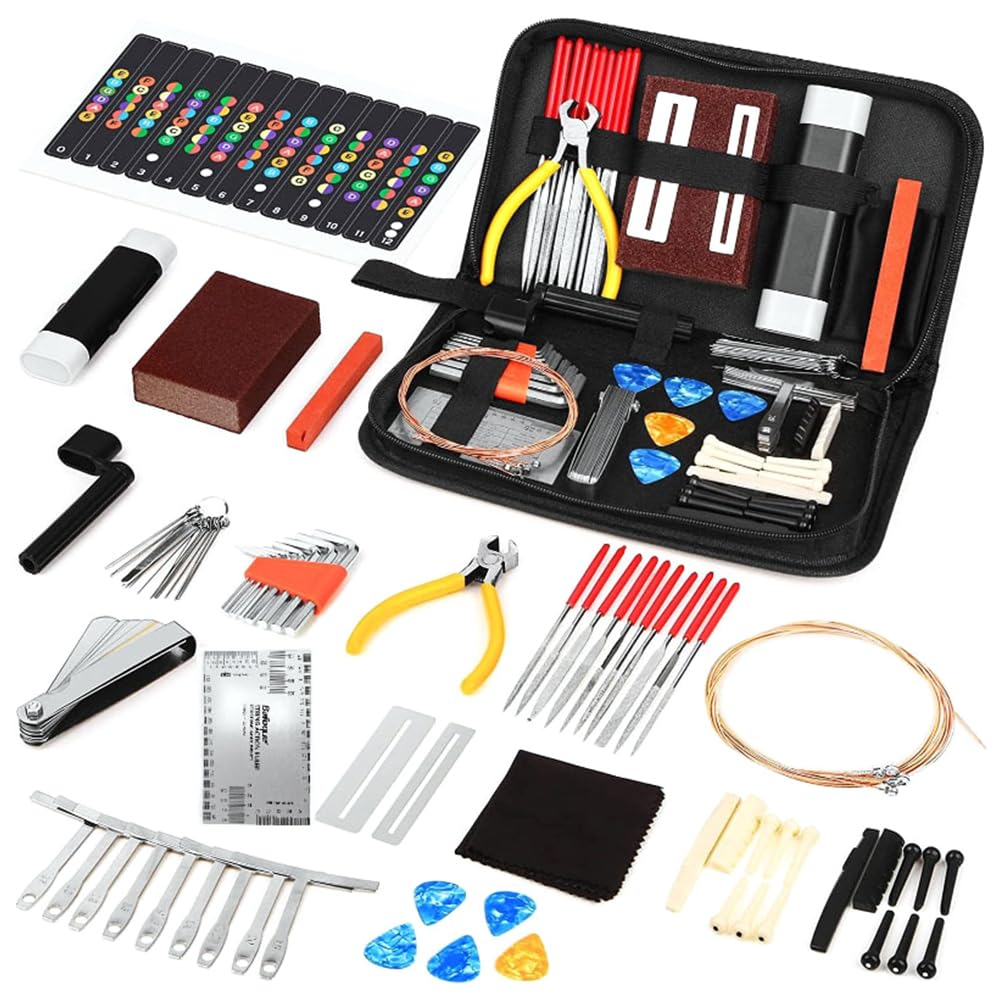 Hsthe Sea 72PCS Gitarre Tool Kit Gitarre Werkzeug Reparatur Wartung Tool Kit Für Elektrische Gitarre