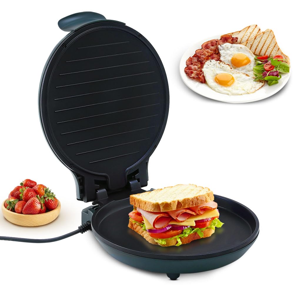 Elektrische Tischgrill, Uten Doppelbratpfanne Grill mit Antihaftbeschichteter Oberfläche, Regelbarer