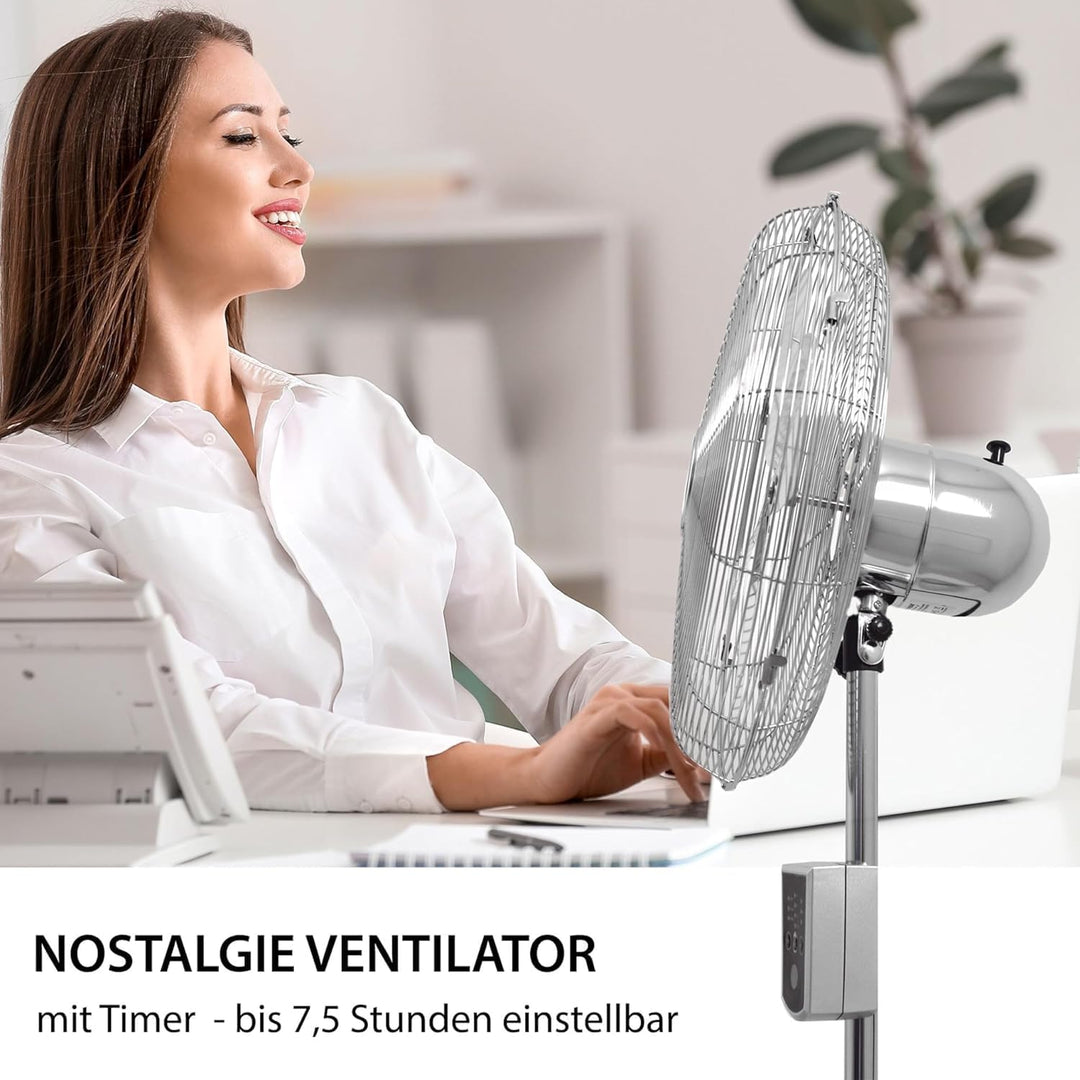 Syntrox Edelstahl Ventilator Plinkad | Standventilator | Bodenventilator | Lüfter, Leis, mit Zeitsch