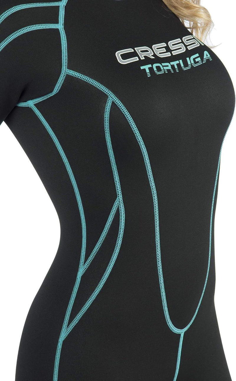 Cressi Tortuga Lady Wetsuit 2.5 mm - Shorty Neoprenanzug aus High Stretch Neopren für Frauen Schwarz