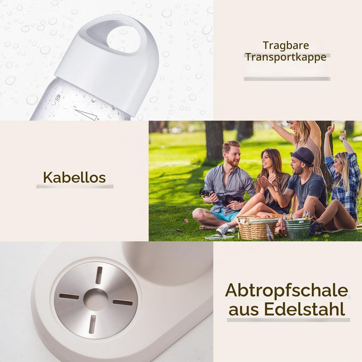 Wassersprudler mit Kunststoffflasche (1L + 1L) – Wasser Sprudler für Zuhause, Sprudelwasser Maschine