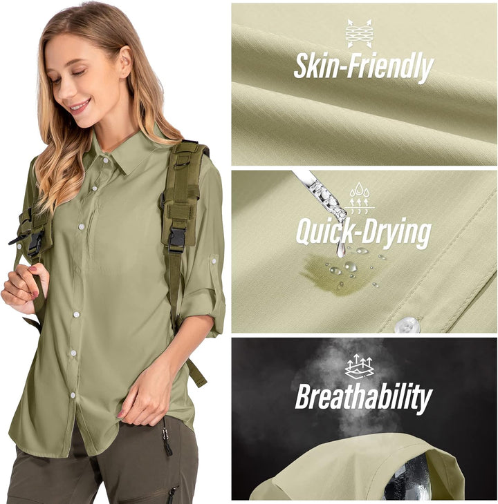 yeyity Damen Hemdbluse UV Schutz Langarmshirt Damen Schnell Trocknende Sport Shirts Wandershirt Safa