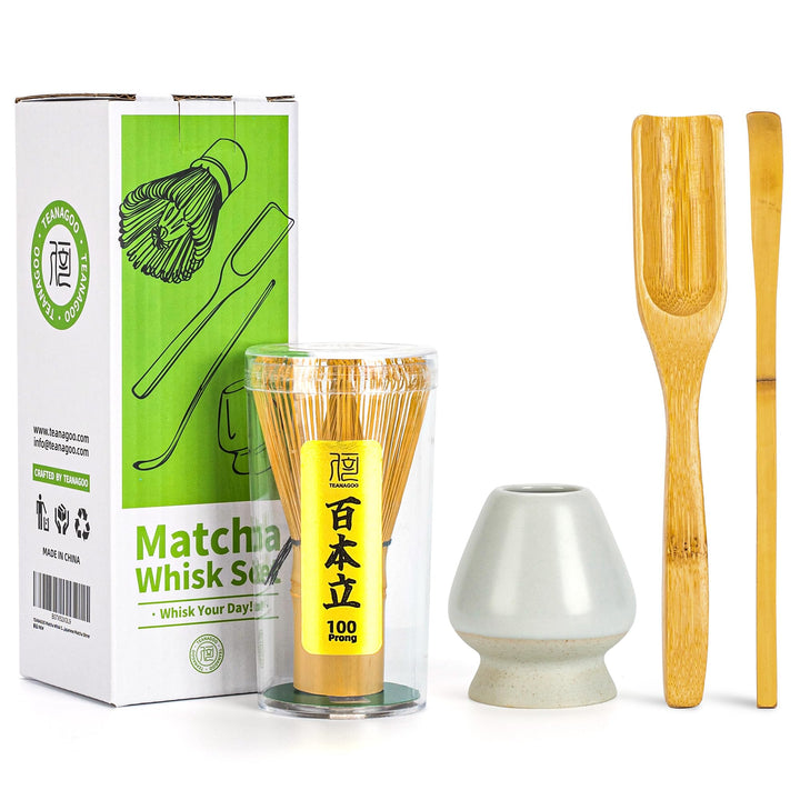 TEANAGOO Matcha Set| MatchaBesen| matcha zubehör,Matcha Schneebesen (Chasen), Bambusschaufel (Chasha