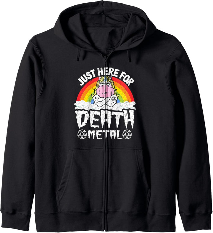 Kids Band Einhorn Metall Rainbow Just Here For Death Metal Kapuzenjacke