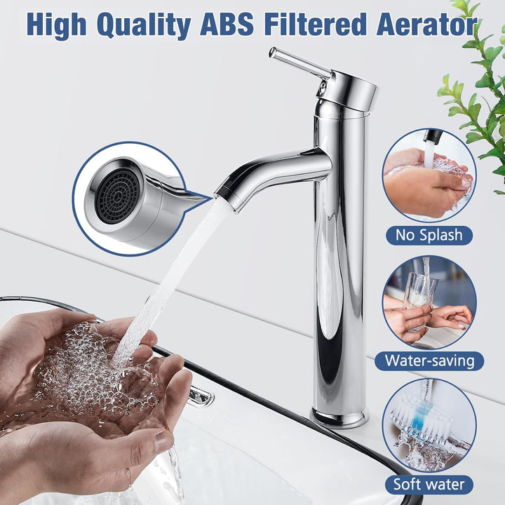 kisimixer Waschtischarmatur Bad Hoch, Wasserhahn Waschbecken Waschtisch Armatur, Einhebelmischer für