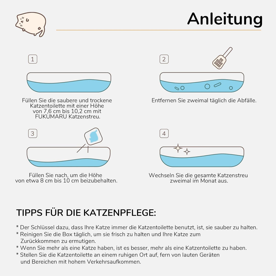 FUKUMARU Tofu Katzenstreu 5.4kg - Klumpende Katzenstreu, Tofu und Bentonit Katzenstreu, staubfrei un