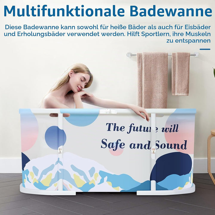 Faltbare Badewanne für Erwachsene, freistehende tragbare Badewannes mit stabilem Kunststoffrahmen, z