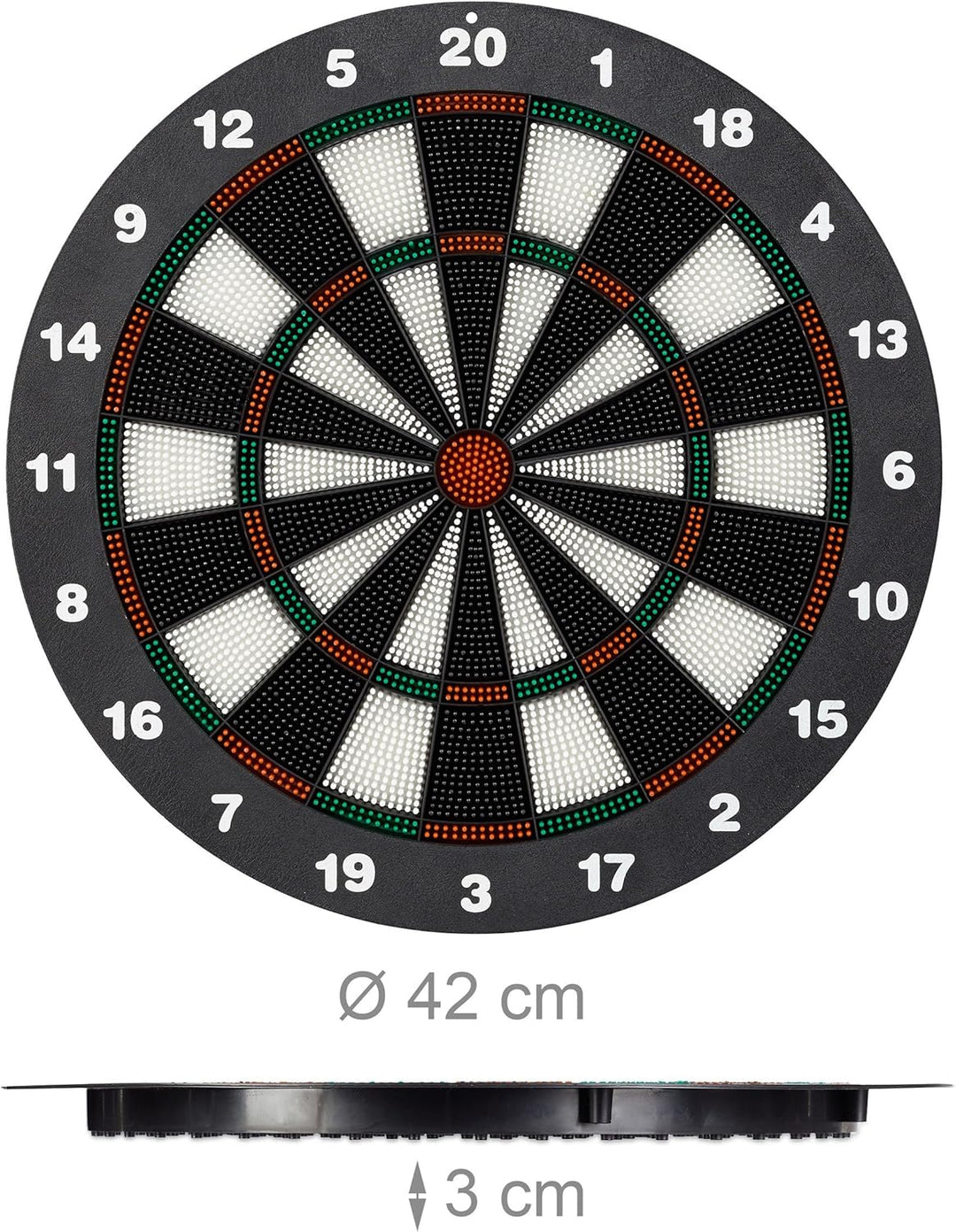 Relaxdays Dartscheibe 42 cm, Softdart Safety Darts, 6 Pfeile, kindgerecht, Standfuss Sicherheits-Dar