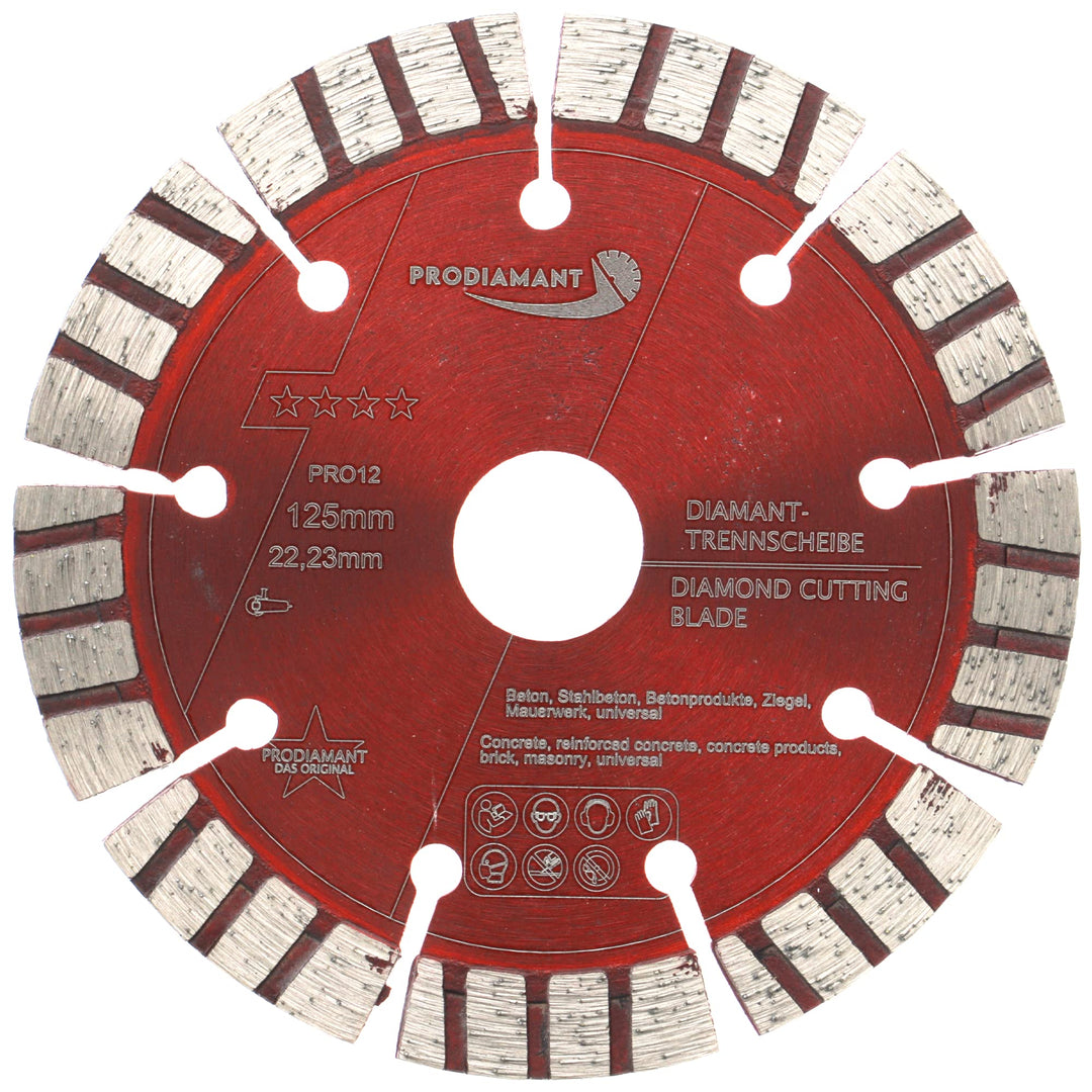 PRODIAMANT Turbo Diamant-Trennscheibe Beton 125mm x 22,23 mm Segmenthöhe 12mm 125/22,23mm, 125/22,23