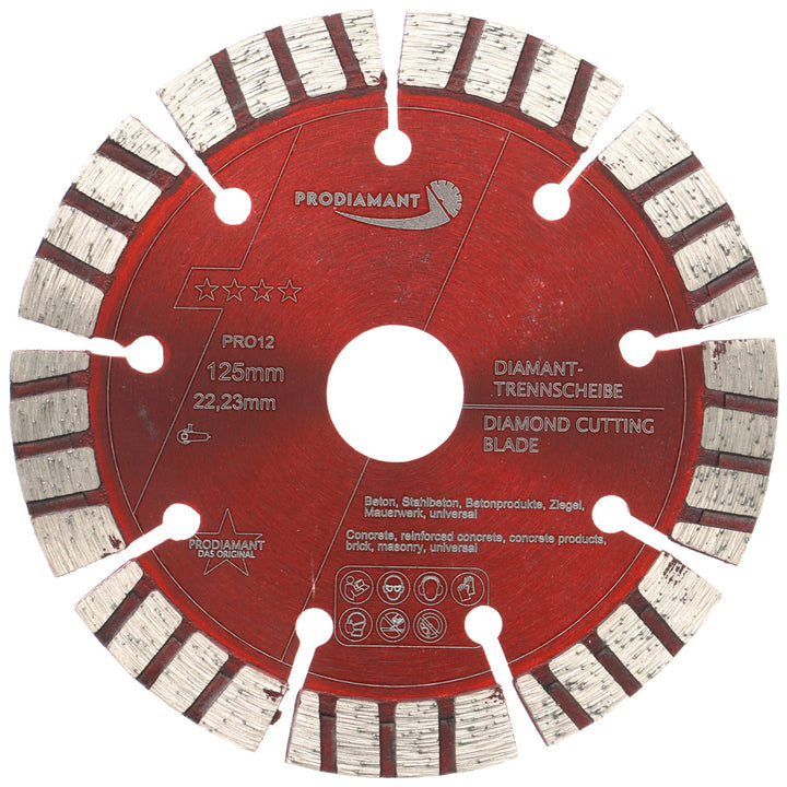 PRODIAMANT Turbo Diamant-Trennscheibe Beton 125mm x 22,23 mm Segmenthöhe 12mm 125/22,23mm, 125/22,23