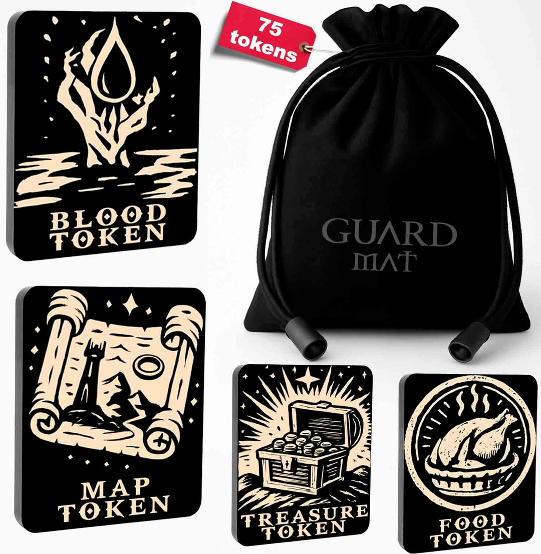 75 Token für Magic The Gathering – Fähigkeitenzähler - Set aus Holz für MTG – Kartenspielzubehör (B)