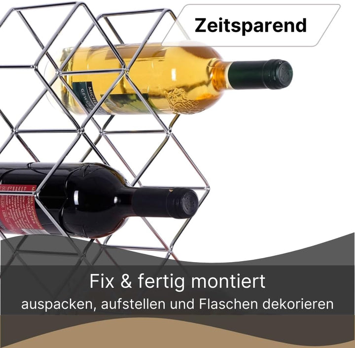 DESIGN DELIGHTS WEINFLASCHENHALTER Quadrat | Metall, Silber, 46 cm | Weinständer, Weinregal, Flasche