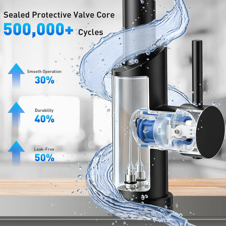 Wasserhahn Küche,Hoher Bogen Hochdruck Küchenarmatur mit Herunterziehen Brause, Spiralfeder Spültisc