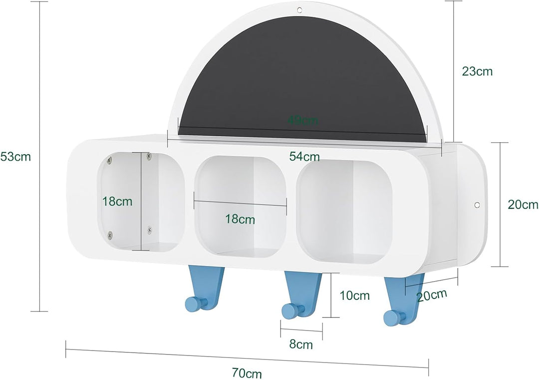 SoBuy KMB86-W Kindergarderobe mit 1 halbrunden Tafel Kinderregal Bücherregal für Kinder Wandregal Hä