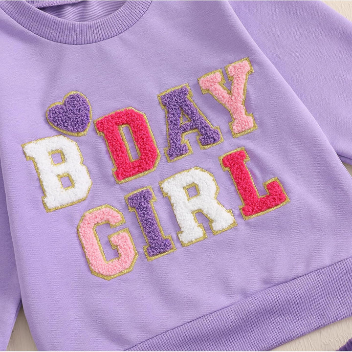Baby Mädchen Geburtstag Outfit Prinzessein Spitzen Rock Set Langarm Buchstaben Stickerei Sweatshirt+