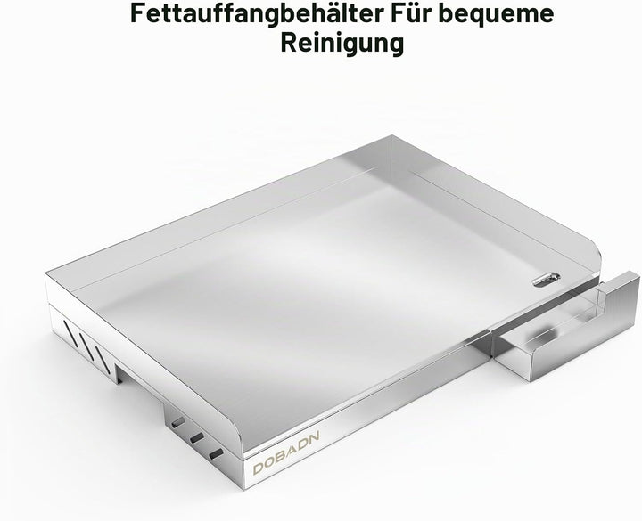 Edelstahl Plancha Grillplatte für Gas- und Holzkohlegrill, Universalgrösse Grillplatte mit Abnehmbar