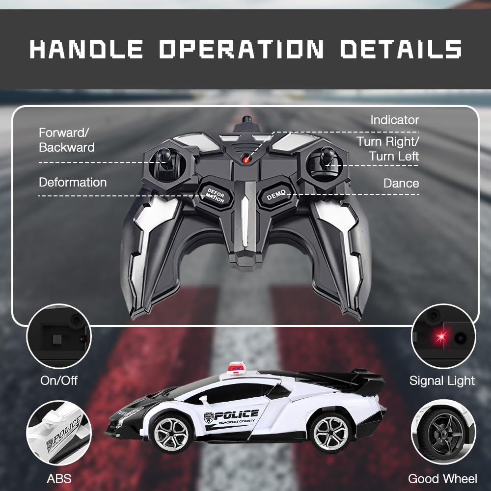 2 in 1 Transformator Ferngesteuertes Auto,1:18 Transformator Spielzeug,RC Auto Transform Roboter Spi