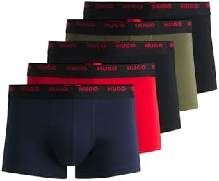 HUGO Herren Trunk Five Pack Fünfer-Pack eng anliegende Boxershorts aus Stretch-Baumwolle mit kurzem