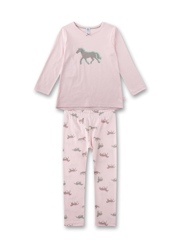 Sanetta Mädchen-Schlafanzug Pferd Rosa | Hochwertiger und bequemer Schlafanzug aus Bio-Baumwolle für