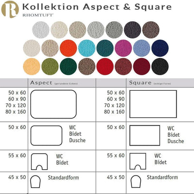 Rhomtuft Badematte Aspect, Farbe: weiss, Grösse: 45x50cm Deckelbezug 45x50 cm, Deckelbezug 45x50 cm