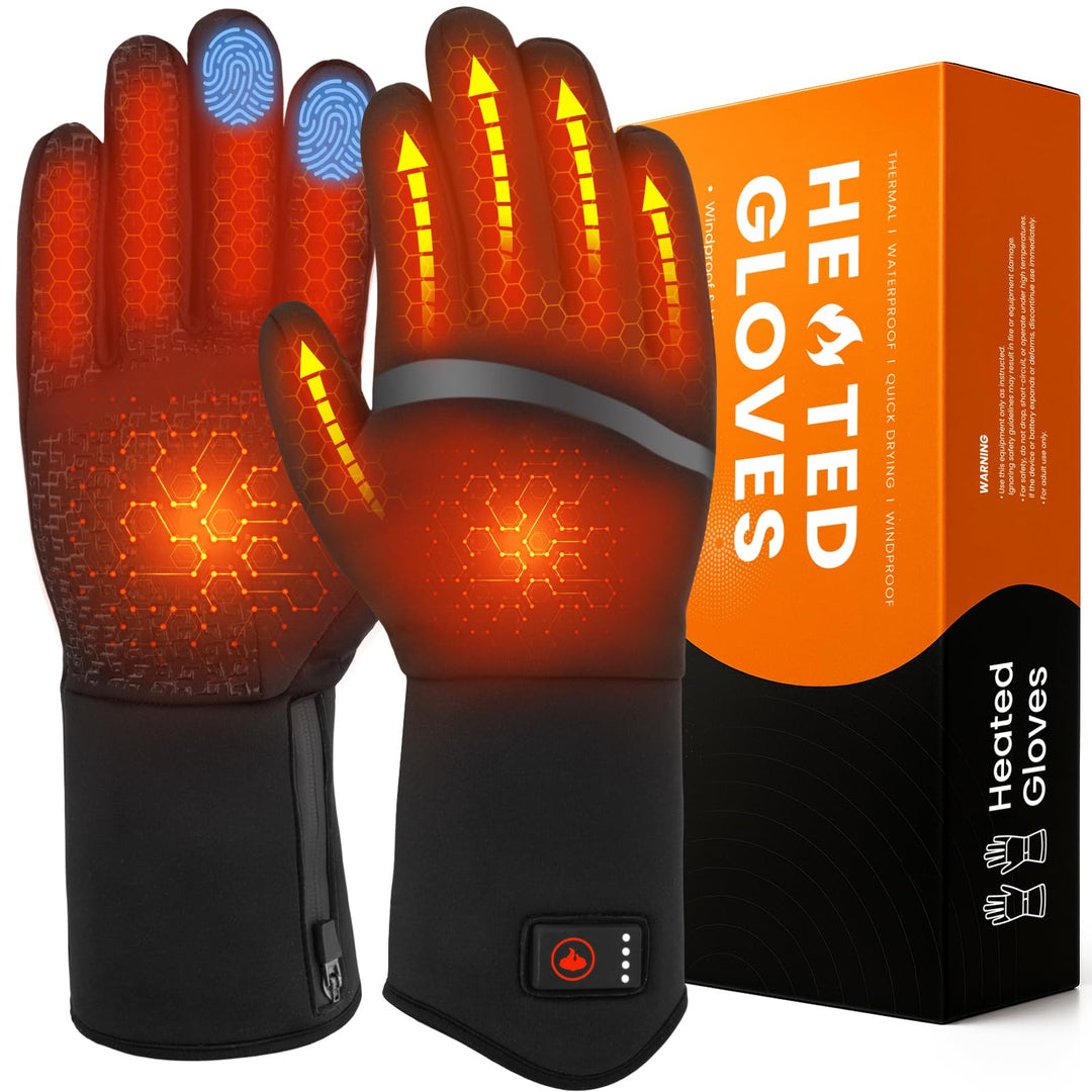 Beheizbare Handschuhe für Herren Damen, Wiederaufladbare Beheizte Handschuhe mit Touchscreen, Wasser