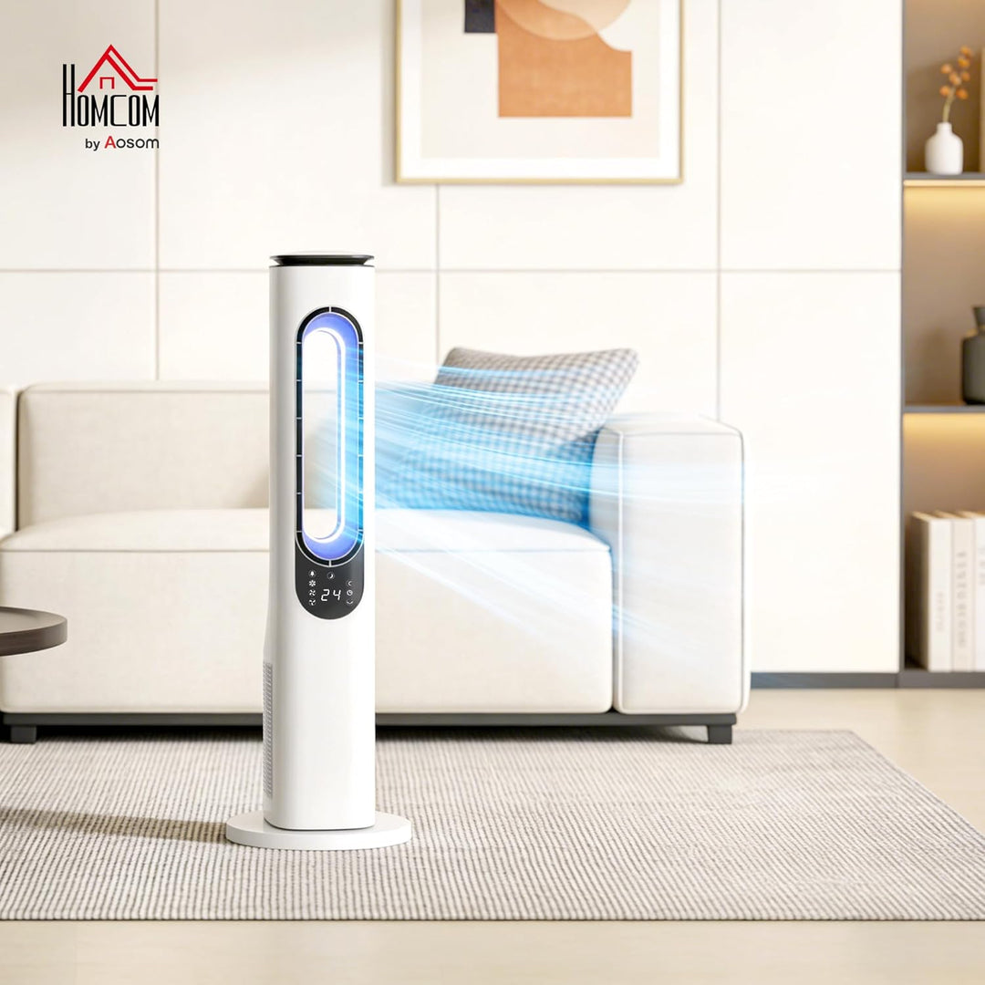 HOMCOM Rotorloser Turmventilator für Schlafzimmer, 35 dB leiser Standventilator mit 50° Oszillation,