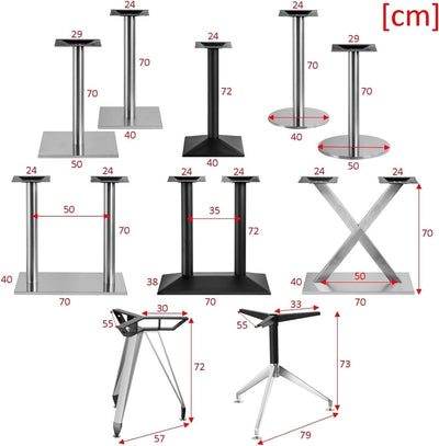 Edelstahl Tischgestell XL Single Quadrat 45x45x71cm Bistrotisch