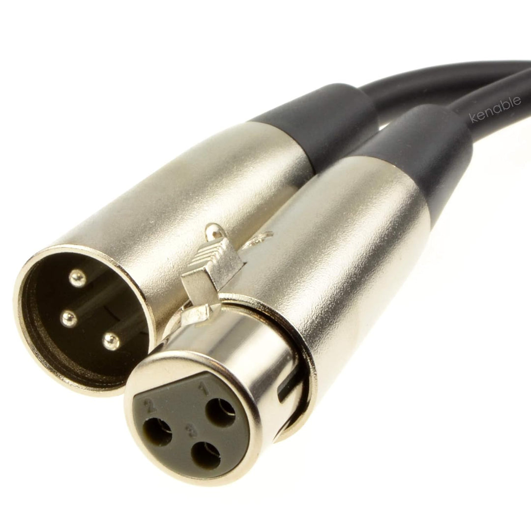 kenable Vernickelt XLR Männlich Stecker Zum XLR Weiblich Buchse Schwarz Kabel Anschlusskabel 20 m [2
