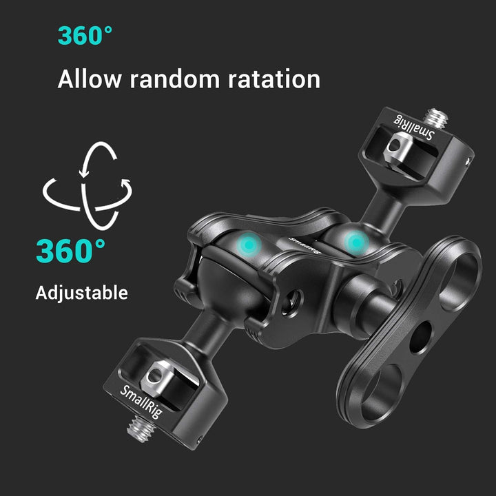 SmallRig Articulating Arm mit doppeltem Kugelkopf von 360° einstellbarem Drehung und mit 1/4 "Schrau