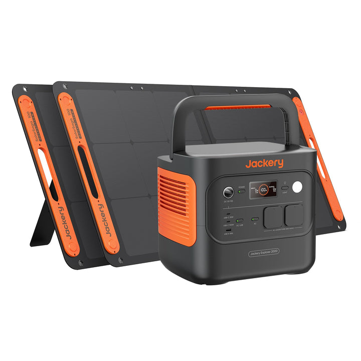 Jackery 2000 v2 Tragbare Powerstation mit 2 * 100W Solarpanel, 2042Wh Solargenerator mit 2200W Ausga