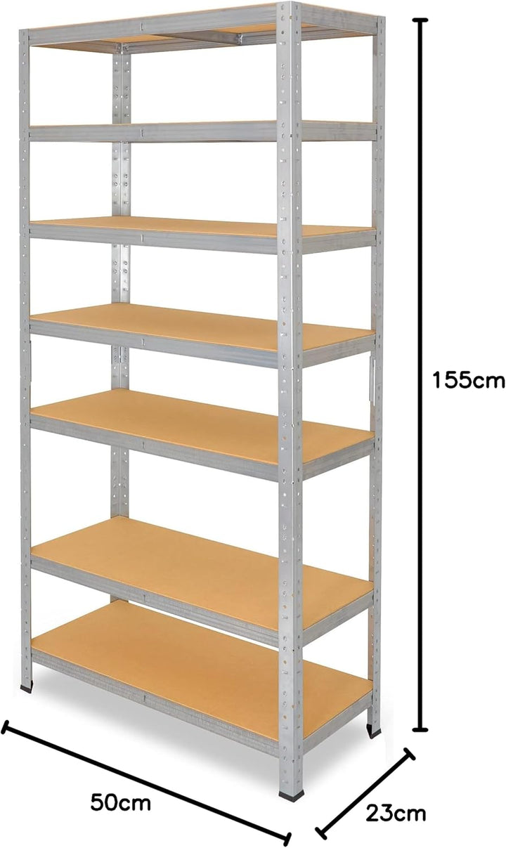 shelfplaza® 155x50x23cm Home Schwerlastregal verzinkt/Metallregal mit 7 Böden/Kellerregal Metall, Ga