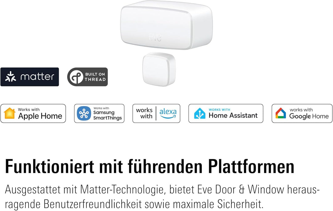 Eve Door &amp; Window (Matter) Set – Smarter Kontaktsensor für Türen &amp; Fenster, Mitteilungen (offen/zu),