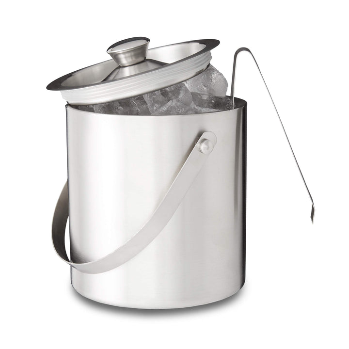 Relaxdays Eisbehälter rund mit Deckel, Eiszange, Eiswürfel-Kühler für Bar, Party, 1,5 Liter, HBT: 17